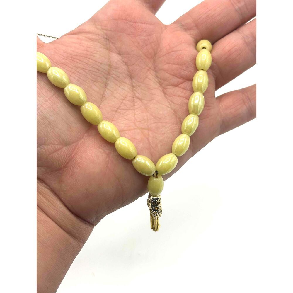 Worry Beads Greek Yellow Beaded Metal Tassel Prayer Unisex - Picture 2 of 5